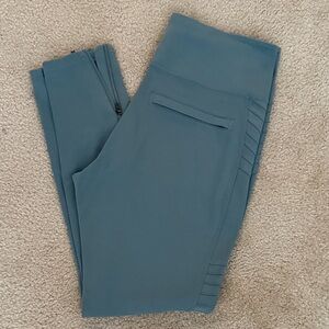 Athleta Delancy Moto Teal Blue Leggings